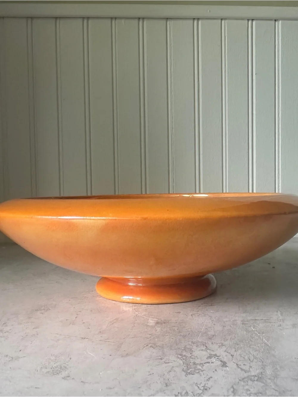 Weller Lustre Console Bowl Footed Centerpiece 9.5” Orange Luster Art Deco 1920’s